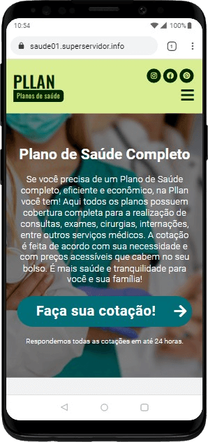 Modelo de Site para operadoras de planos de saúde