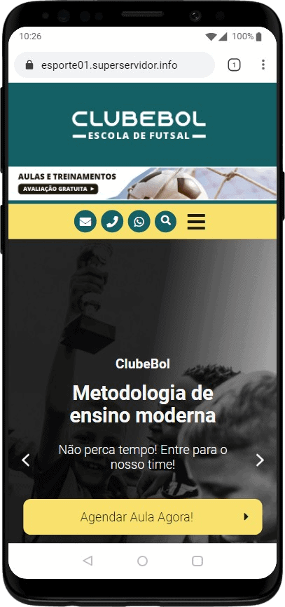 Modelo de site para escolinhas de futebol e futsal