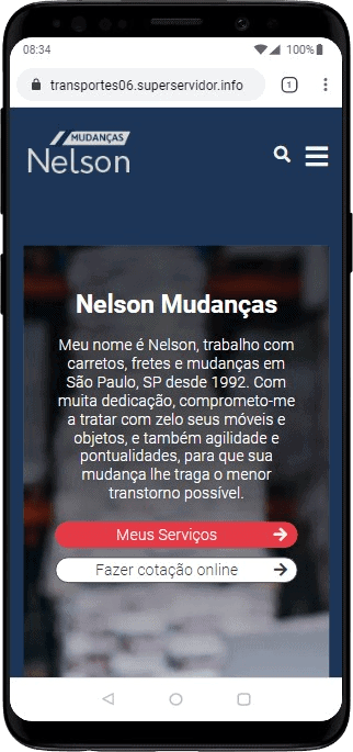 Modelo de site para profissional de transporte de mudanças